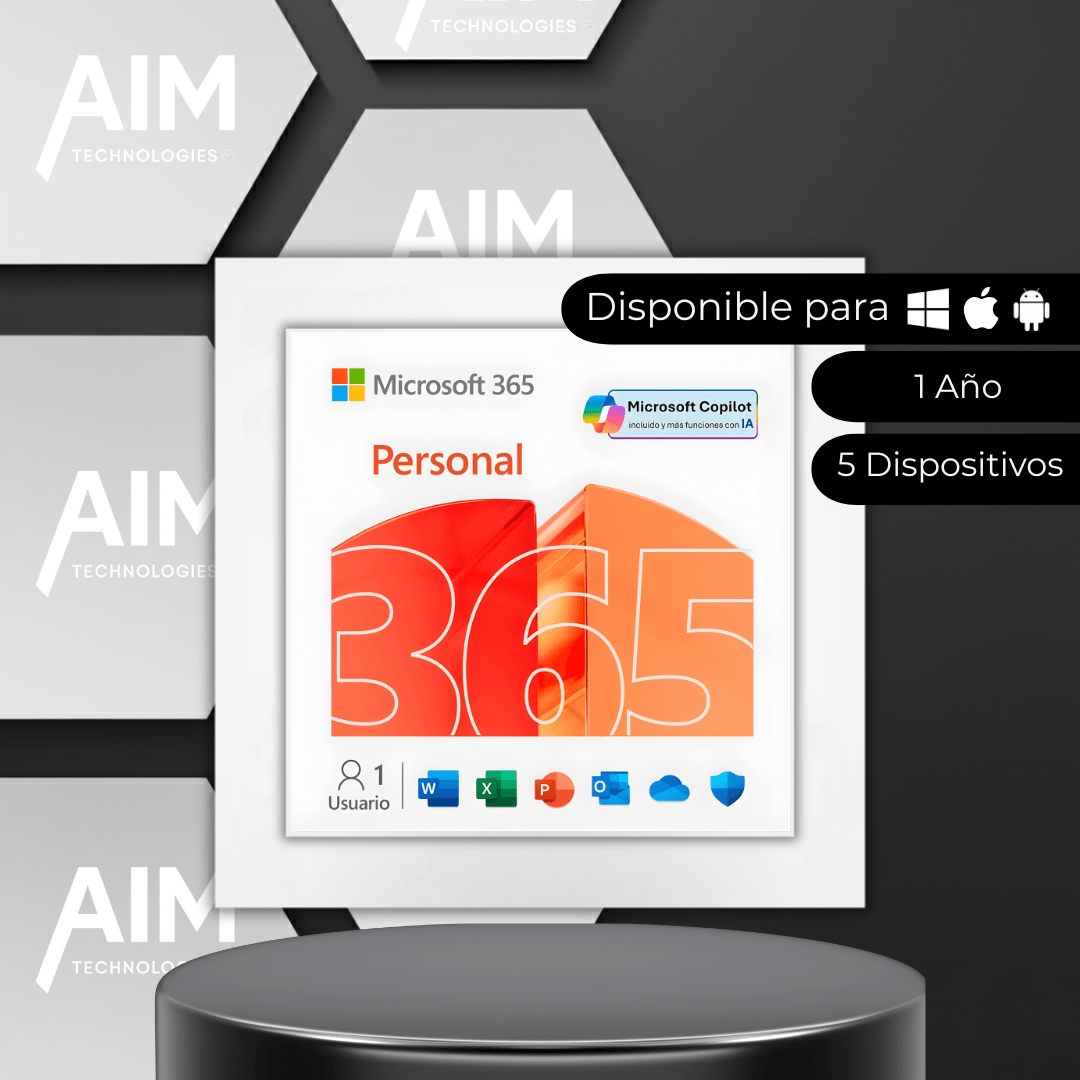 Licencia original de Office 365 Personal con 1 TB de almacenamiento y aplicaciones premium, de AIM Technologies.