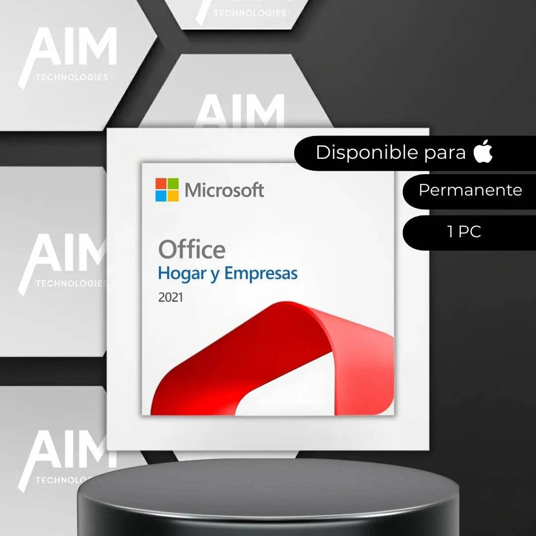 Microsoft Office 2021 Hogar y Empresas para Mac, paquete con iconos de Word, Excel y PowerPoint en caja azul de AIM Technologies